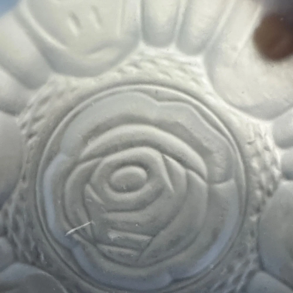 Vintage Satin Frost Blue Art Glass Rose Pattern 7